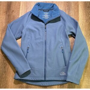 L.L. Bean Jacket Women XS Soft Shell Blue Aqua  Zip Pocket Stretch Fleece Lining